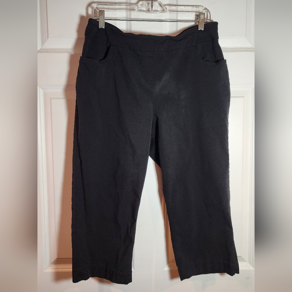 Slim-Sation Black Stretch Cropped Capri Pants Tummy Control Size 18